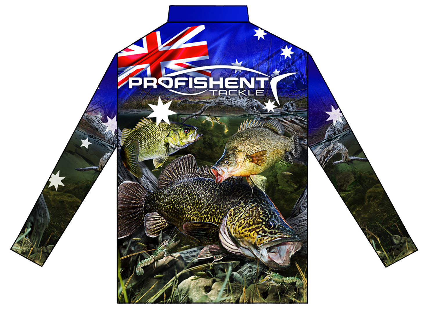 Profishent Sublimated Long Sleeved Oz Fresh Water Fishing Shirt #XL
