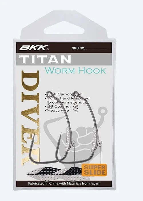 BKK Titan Diver Weighted Weeless Worm Fishing Hook - Choose Size