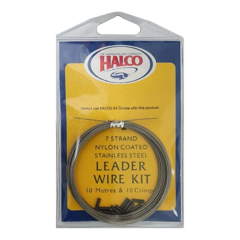 Halco 10m Clear Nylon Coated 7 Strand Stainless Wire Kit With 10 Crimp