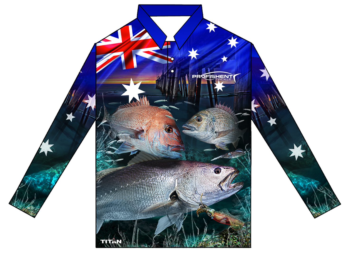 Profishent Sublimated Long Sleeved Oz Estuary Fishing Shirt #XL