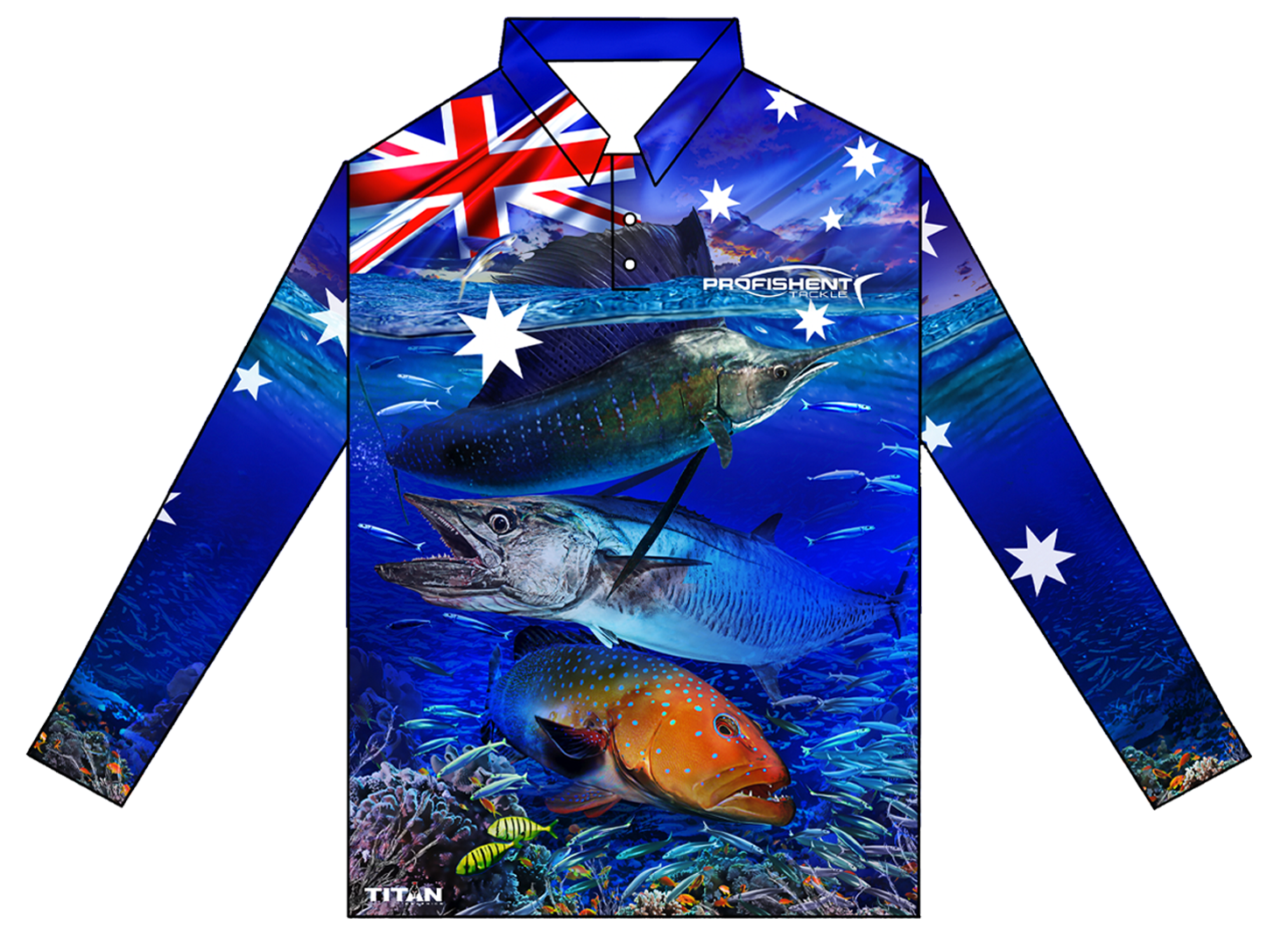 Profishent Sublimated Long Sleeved Oz Northern Blue Water Fishing Shirt -  Choose Size