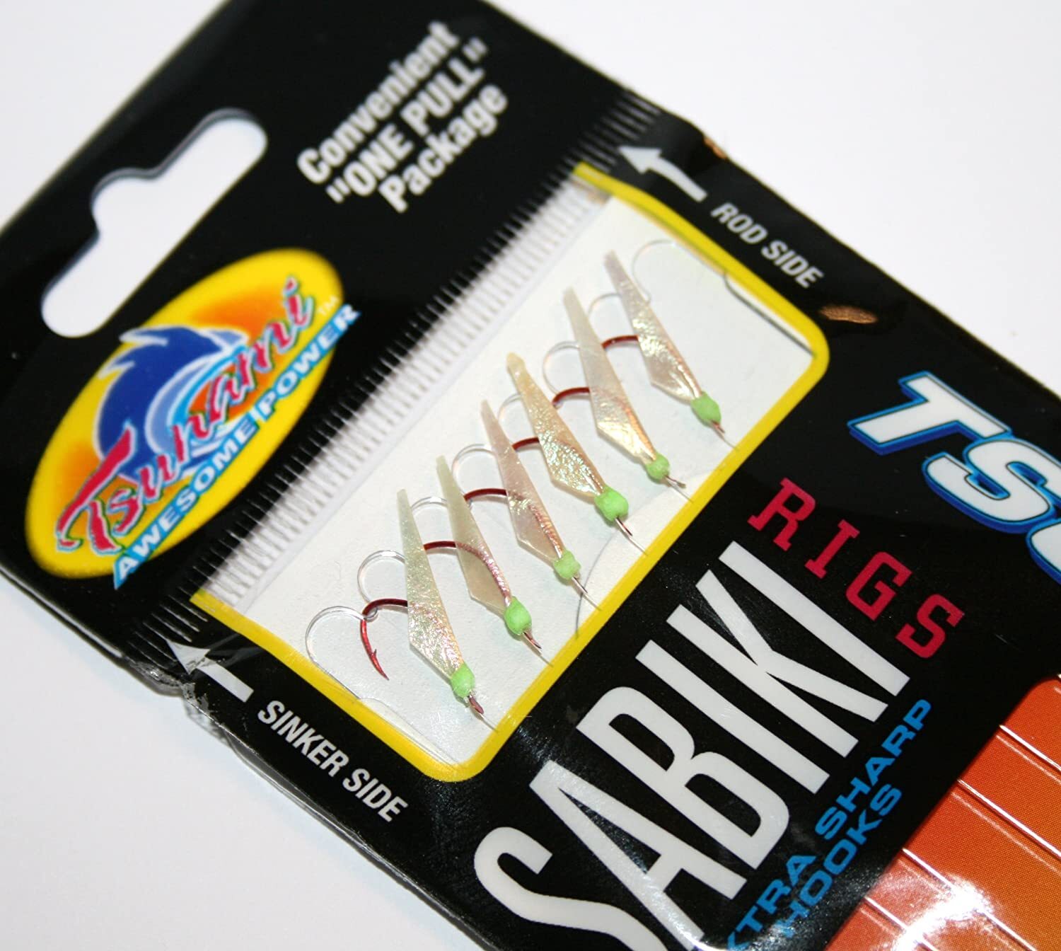 Tsunami TS119 Iridescent Glo Head Red Sabiki Live Bait Jig - Choose Size