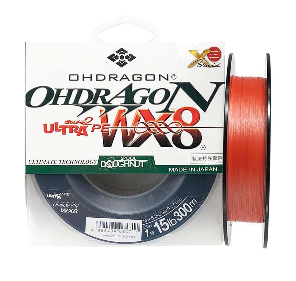 YGK OH Dragon WX8 High-Vis Orange PE 300m Braid Fishing Line #30lb
