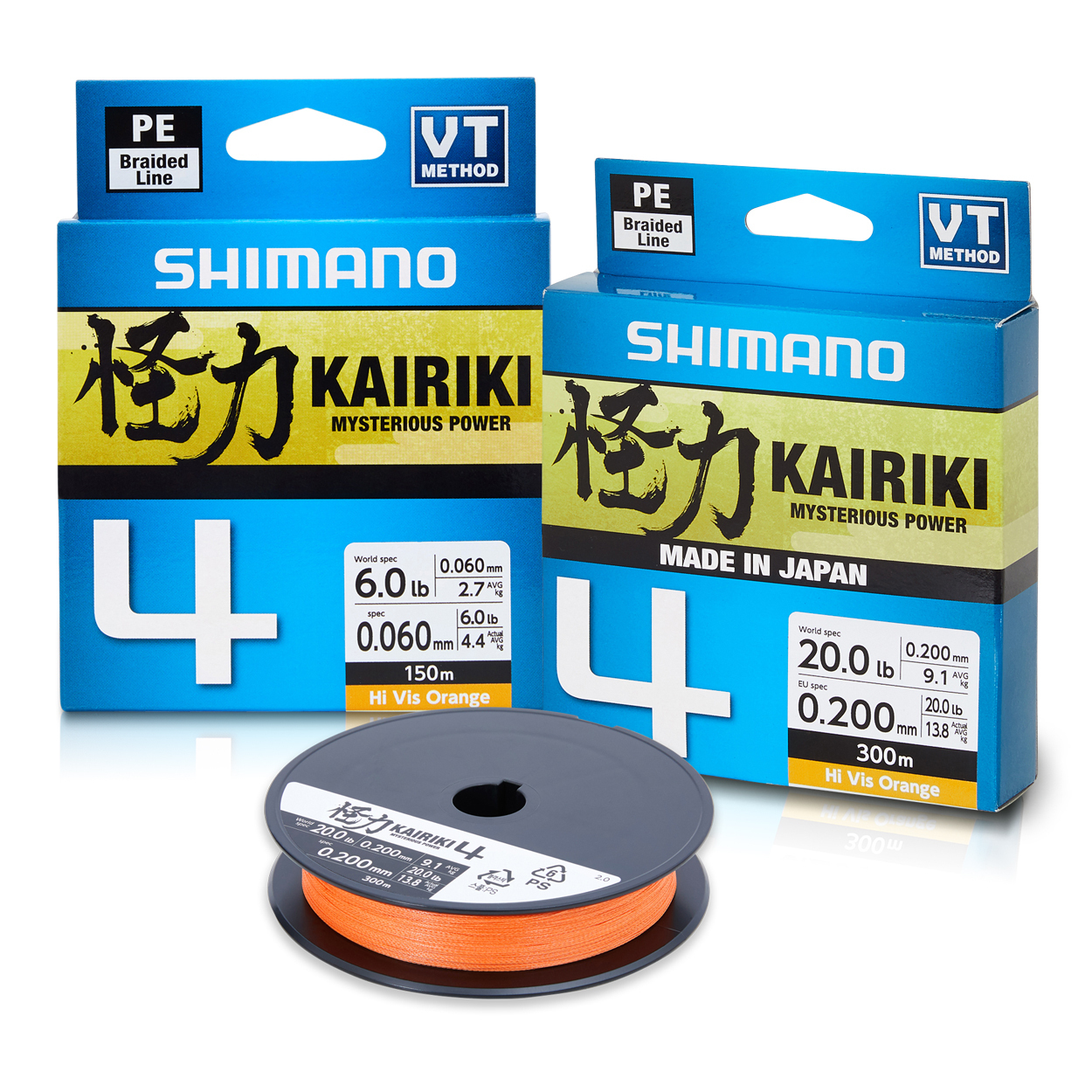 Shimano Kairiki x4 300m Orange Braid Fishing Line #40lb