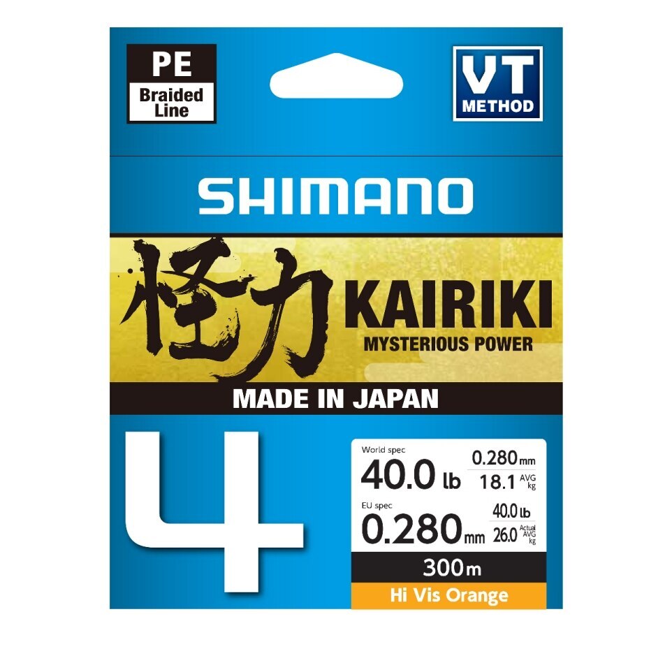 Shimano Kairiki x4 300m Orange Braid Fishing Line #40lb