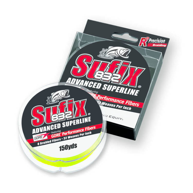 Sufix 832 Advanced Superline x8 Braid 150yd Neon Lime Fishing Line