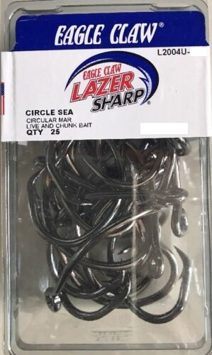Eagle Claw L2004 Lazer Sharp Mid Wire Circle Fishing Hook 25 Pack