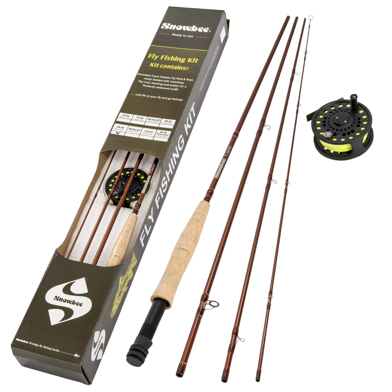 Snowbee 9' Classic Fly Fishing Rod And Reel Combo Kit 4pc - Choose Weight