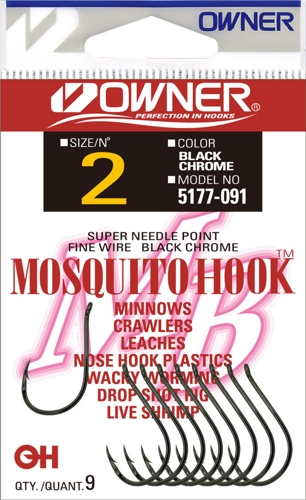 Owner Mosquito Fishing Hook Pocket Pack - Choose Your Size [Size: 1]