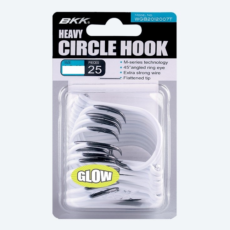 BKK UV Glow Finish Heavy Circle Fishing Hook Bulk 25 Pack #8/0