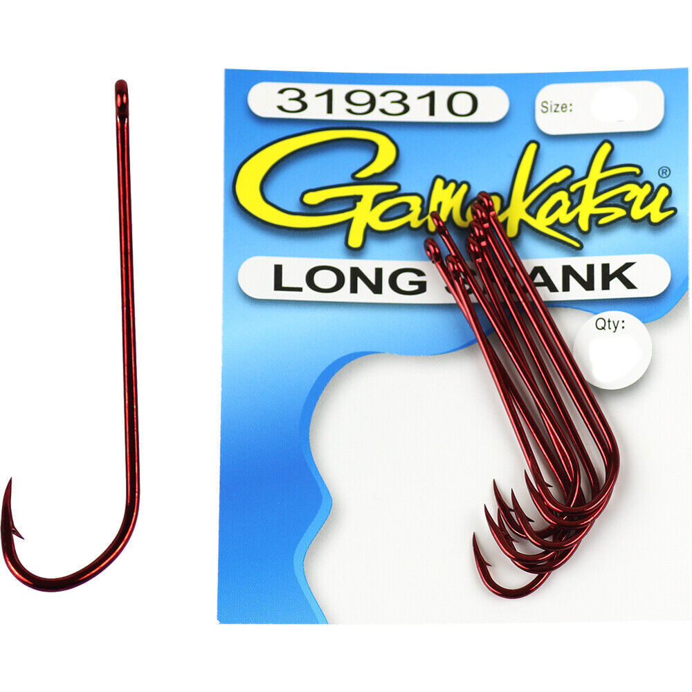 Gamakatsu Long Shank Red Fishing Hook Prepack - Choose Size