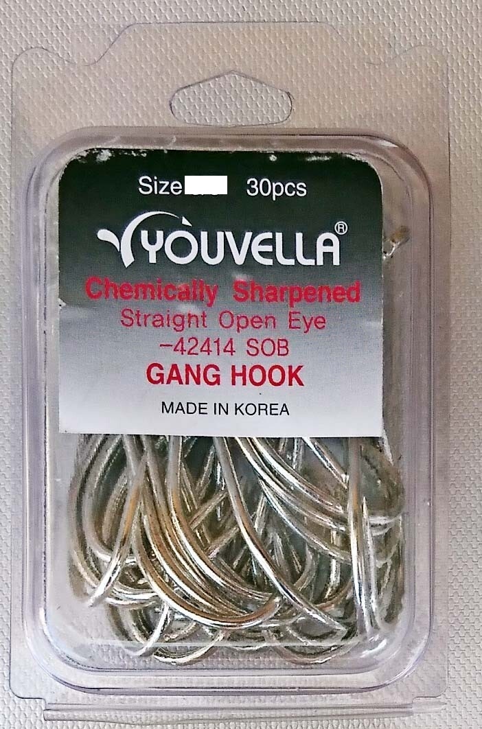 Youvella Open Eye Gang Chemically Sharpened 30x Pack Fishing Hook - Choose  Size