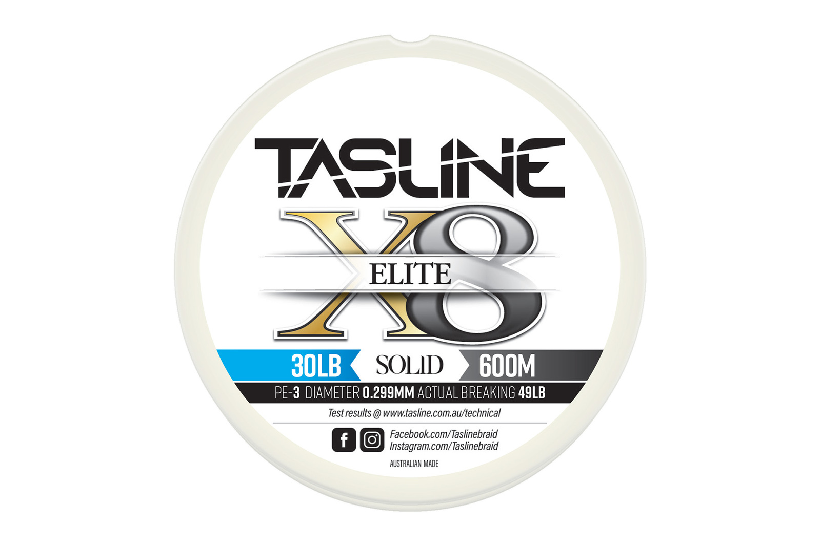Tasline Elite White 600m Braid Fishing Line #30lb