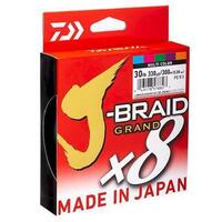 Daiwa J Braid Grand x8 300m Multi Colour PE Fishing Line - Choose Lb