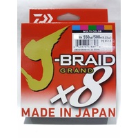 Daiwa J Braid Grand x8 500m Multi Colour Braid Fishing Line - Choose Lb