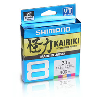 Shimano Kairiki 8 300m Multi Colour Braided Fishing Line - Choose Lb