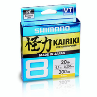 Shimano Kairiki 8 Braided Fishing Line 300m Yellow - Choose Lb