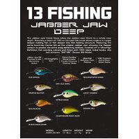 13 Fishing Jabber Jaw Deep 60mm Floating Hard Body Fishing Lure - Choose Colour