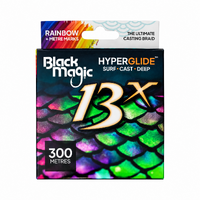 Black Magic Hyperglide 13x Rainbow 300m Multi Colour Braid Fishing Line - Choose Lb