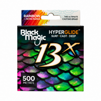 Black Magic Hyperglide 13x Rainbow 500m Multi Colour Braid Fishing Line - Choose Lb