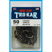Eagle Claw Trokar TK4 Non-Offset Black Lancet Circle Fishing Hook 50 Pack - Choose Size