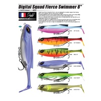 Digital Squad Fierce Swimmer 8" Rigged Soft Swimbait Fishing Lure - Choose Colour