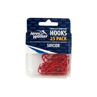 Jarvis Walker Red Chemically Sharpened Suicide Fishing Hook 25 Pack - Choose Size