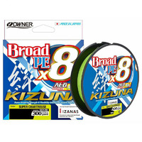 Owner Kizuna x8 Broad PE 300yds Super Chartreuse Braid Fishing Line - Choose Lb