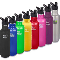 Klean Kanteen 800ml 27oz Classic Sports Cap Stainless Steel Drink Bottle - Choose Colour