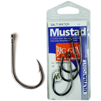 Mustad 10829NPBLN Big Gun Heavy Duty Live Bait Fishing Hook Pre Pack - Choose Size