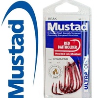 Mustad 92668NPNR Red Baitholder Fishing Hook Pre Pack - Choose Size