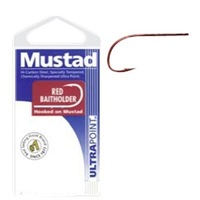 Mustad 92668NPNR Red Baitholder Fishing Hook Pre Pack - Choose Size