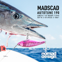 Nomad Design Madscad 190mm Autotune (AT) Sinking Stick Bait Fishing Lure - Choose Colour