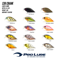 Pro Lure S36 Shallow Crankbait Hardbody Fishing Lure ProLure - Choose Colour