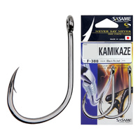 Sasame F-388 Kamikaze Black Straight Shank Offset Bait Fishing Hook - Choose Size
