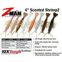 ZMan 4" Scented ShrimpZ Soft Plastic Fishing Lure - Choose Colour