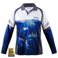 Shimano Ocean Baitball Long Sleeve Grey White Fishing Apparel - Choose Size (SHBBALL)