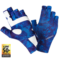 Shimano 2021 Sun Gloves UPF Water Camo Colour - Choose Size