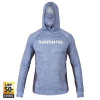 Shimano Technical Hooded Grey Dot Camo Long Sleeve Tee - Choose Size (SHH3)