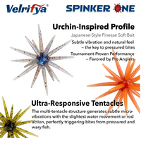 Velrifya Spinker One 2.7" Urchin Style Tenticle Dice Soft Plastic Fishing Lure - Choose Colour