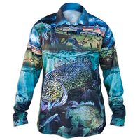 Profishent Tackle Fishing Shirt Sublimated Yellow-Belly Murray-Cod Kangroo UPF 30+ Choose Size (SLSCYK)