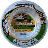 Superflex Superlon Nylon-Coated 7 Strand 10m Stainless Steel Fishing Wire Leader - Choose Lb
