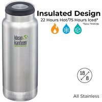 Klean Kanteen 946ml 32oz TKWide Insulated Stainless Steel Drink Bottle With Loop Cap - Choose Colour