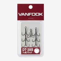 Vanfook DT-38B Black PTFE Coated Light Duty Treble Fishing Hook - Choose Size