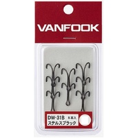 Vanfook DW-31B Stealth Black Standard Wire Double Fishing Hook - Choose Size