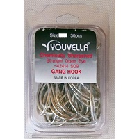 Youvella Open Eye Gang Chemically Sharpened 30x Pack Fishing Hook - Choose Size