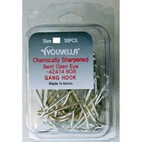 Youvella Bent Open Eye Gang Chemically Sharpened 30x Pack Fishing Hook - Choose Size
