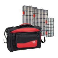 Jarvis Walker Medium Lure Bag With 3 Lure Boxes - Black & Red
