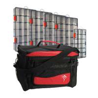 Jarvis Walker Large Lure Bag With 5 Lure Boxes - Black & Red
