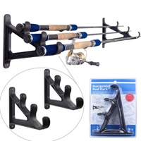 Fishing Rod Storage Wall Bracket Fishing Pole Rack - 3 Rod Holder